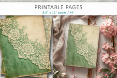 romantic vintage green lace backgrounds, cottagecore digital Product Image 5