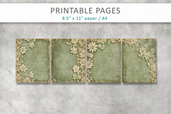vintage green lace journal pages, scrapbook papers Product Image 2