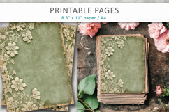 vintage green lace journal pages, scrapbook papers Product Image 3