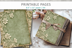 vintage green lace journal pages, scrapbook papers Product Image 5