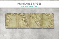 vintage green lace journal pages, decorative paper Product Image 2