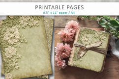 vintage green lace journal pages, decorative paper Product Image 3
