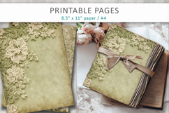 vintage green lace journal pages, decorative paper Product Image 6