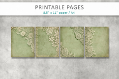 vintage green lace journal pages, shabby chic Product Image 2