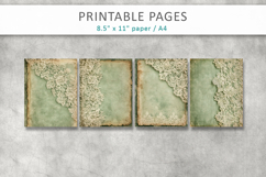 vintage green lace journal pages, distressed paper textures Product Image 2