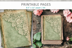 vintage green lace journal pages, distressed paper textures Product Image 3