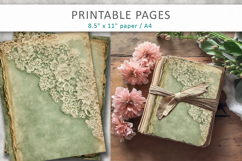 vintage green lace journal pages, distressed paper textures Product Image 4