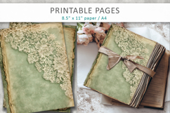 vintage green lace journal pages, distressed paper textures Product Image 5