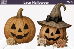 Halloween Lace Clipart | Cute Pumpkin Face Floral Product Image 1