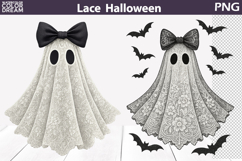 Halloween Ghost Lace Clipart | Spooky Sublimation Product Image 1