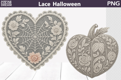 Halloween Heart Lace Clipart | Pumpkin Sublimation Product Image 1