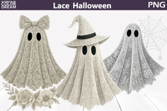 Halloween Ghost Lace Clipart | Ghost Floral Sublimation Product Image 1