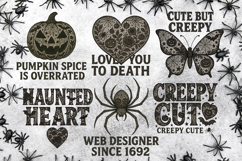 Gothic Lace Halloween Quotes Clipart Bundle | Witchy Product Image 9