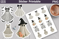 Ghost Halloween Lace Sticker | Ghost Bow Sticker Product Image 1