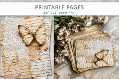 antique paper junk journal pages, vintage handwriting Product Image 4