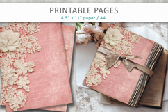 Vintage lace pink junk journal, antique paper Product Image 4