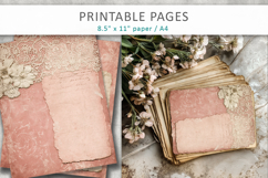 Vintage lace pink junk journal, shabby chic Product Image 5