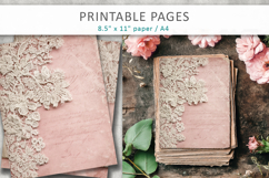 Vintage lace pink junk journal, ephemera paper Product Image 3