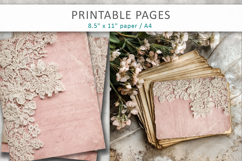 Vintage lace pink junk journal, ephemera paper Product Image 5