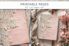 Vintage lace pink junk journal, ephemera paper Product Image 6