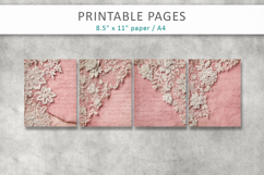Vintage lace pink junk journal, scrapbook paper Product Image 2