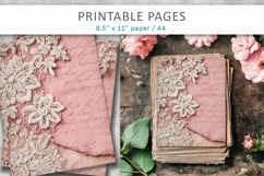 Vintage lace pink junk journal, scrapbook paper Product Image 3