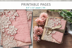 Vintage lace pink junk journal, scrapbook paper Product Image 4