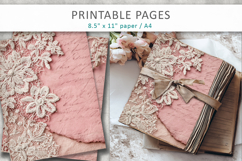 Vintage lace pink junk journal, scrapbook paper Product Image 5