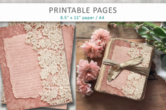 Vintage lace pink junk journal, lace ephemera Product Image 4