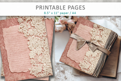 Vintage lace pink junk journal, lace ephemera Product Image 1