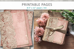 Vintage lace pink junk journal, lace digital paper Product Image 3