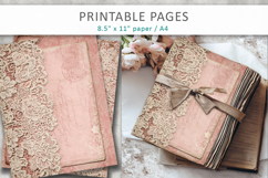 Vintage lace pink junk journal, lace digital paper Product Image 4