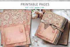 Vintage lace pink junk journal, craft paper Product Image 4