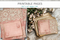 Vintage lace pink junk journal, craft paper Product Image 5