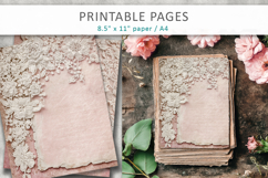 Shabby Chic Scrapbook Paper, lace pink junk journal Product Image 1