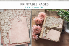 Shabby Chic Scrapbook Paper, lace pink junk journal Product Image 3
