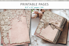 Shabby Chic Scrapbook Paper, lace pink junk journal Product Image 4