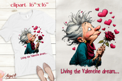 Single Valentine elderly lady clipart Funny Valentine quote Product Image 1