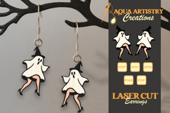 Lady Boo Ghost Halloween Earrings Lasercut Design Product Image 1
