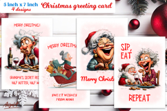 Christmas card design Funny elderly lady Holiday wishes PNG Product Image 1