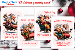 Christmas card printable Funny elderly lady with Santa Claus Product Image 1