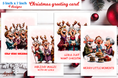 Christmas card printable Elderly lady, friends Funny quotes Product Image 1
