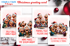 Christmas card design Funny elderly lady with best friends Product Image 1