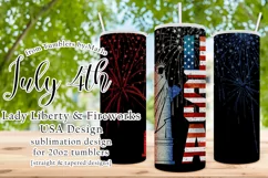 Lady Liberty & Fireworks 20oz USA Tumbler Design Product Image 1