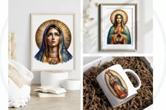 Watercolor Lady of Guadalupe Clipart PNG Product Image 3
