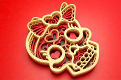 3D Layered Skull with Heart Eyes and Heart Bow Laser Cutting Product Image 5