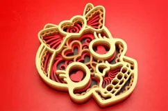 3D Layered Skull with Heart Eyes and Heart Bow Laser Cutting Product Image 5