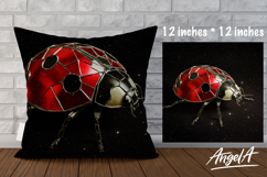 Pillow cover sublimation, sparkly ladybug sublimation PNG Product Image 1
