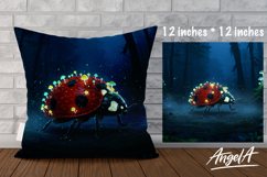 Pillow cover sublimation, fantasy ladybug PNG Product Image 1