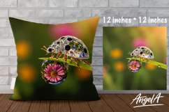 Pillow cover sublimation, fantasy ladybug with flower PNG Product Image 1